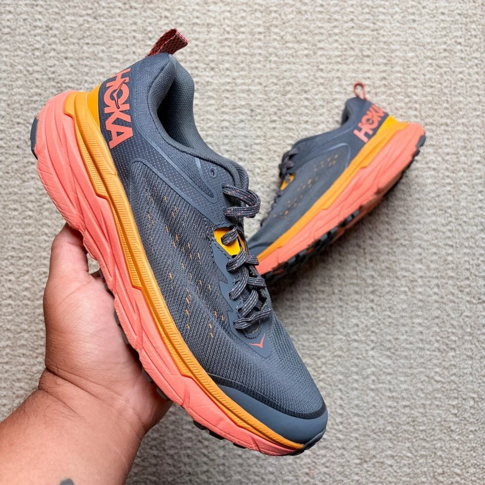 Hoka One One Challenger ATR 6 Mens 8 Grey Orange Trail Running Shoes